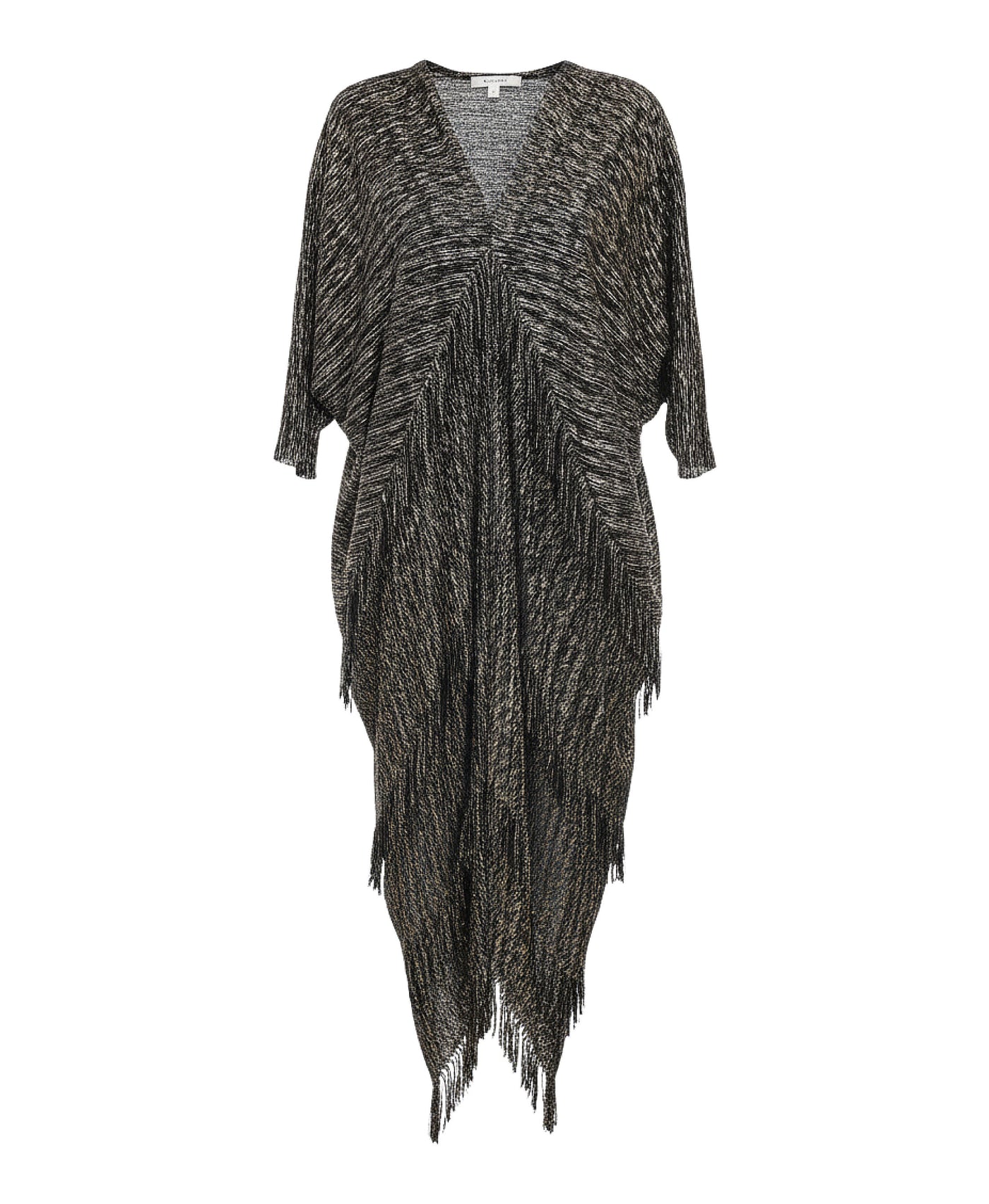 Plisse Tiered Fringe Maxi Dress view 1