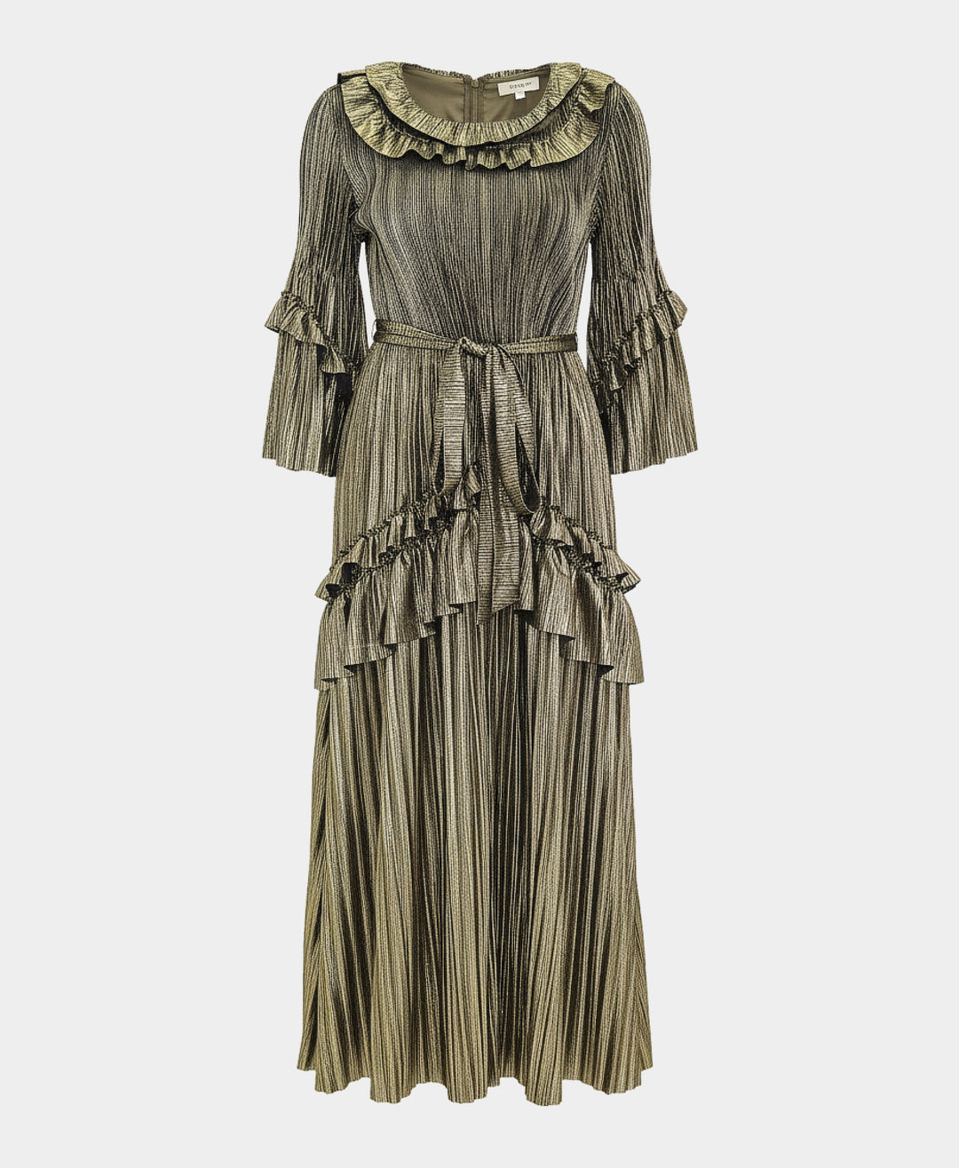 Metallic Plisse Dress w/ Ruffles Metallic Plisse Dress w/ Ruffles