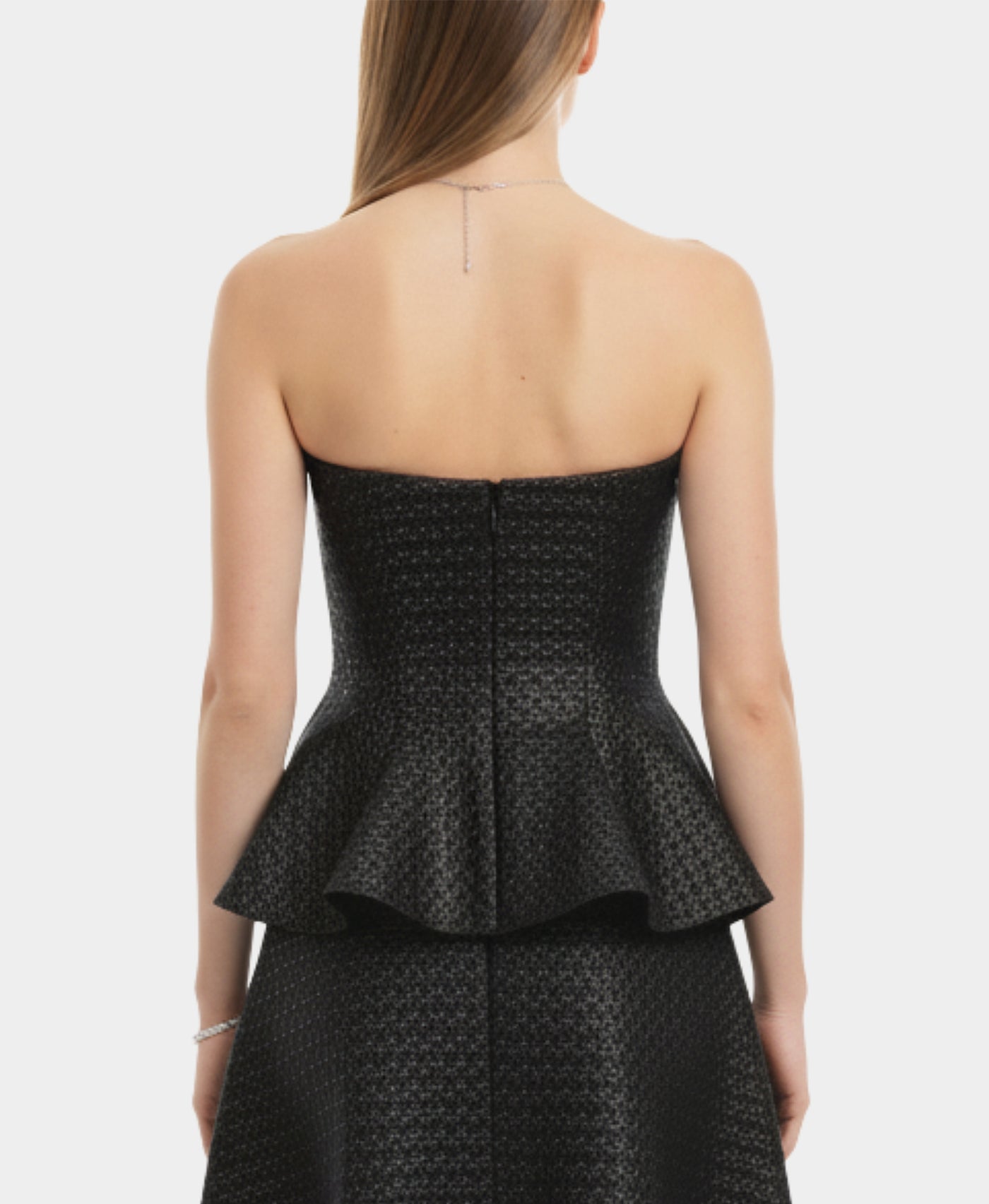 Strapless Metallic Peplum Top view 2