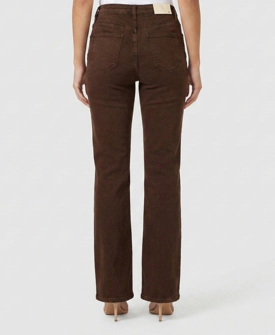 
Jeans w/ Braided Pocket Trim & Raw Hem in BROWN view 2