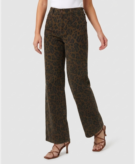 
Leopard Print Wide Leg Jeans in BROWN MULTI view 1