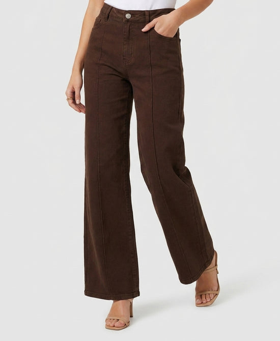
Jeans w/ Front Seam Detail in BROWN view 1