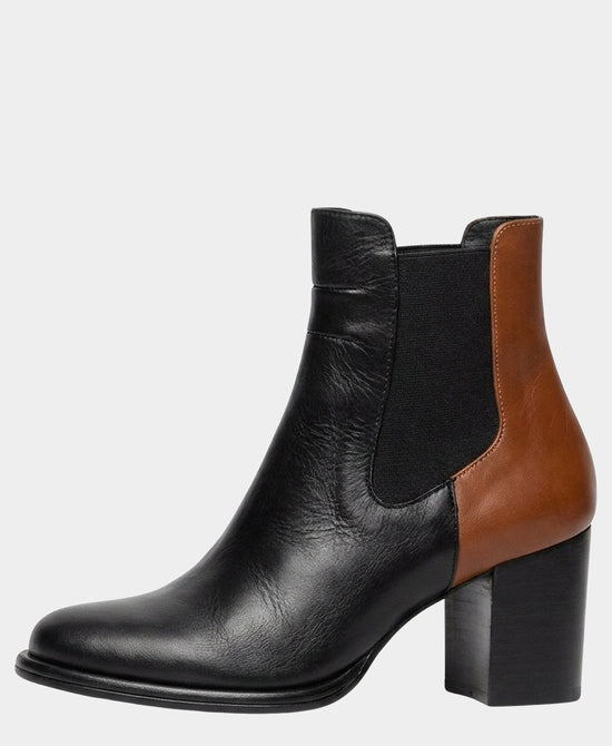 
Leather Colorblock Chelsea Bootie in BLACK/TAN view 2