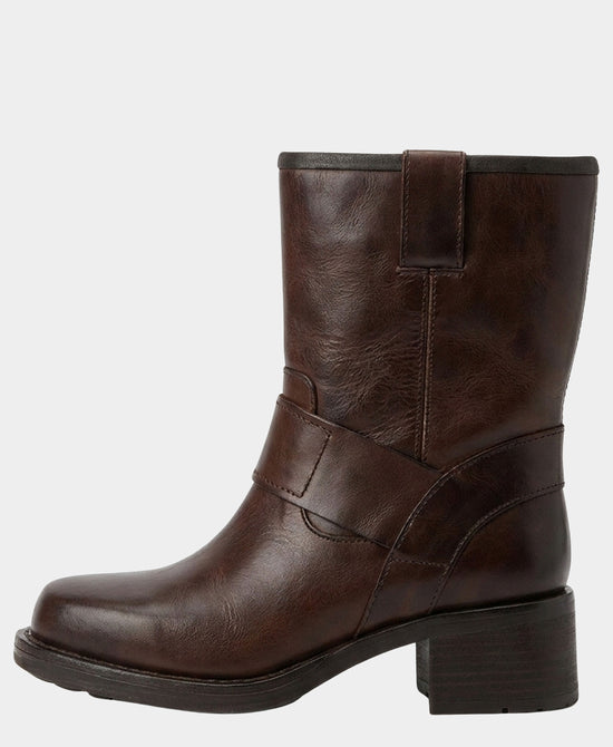 
Leather Moto Buckle Boot in BROWN view 2