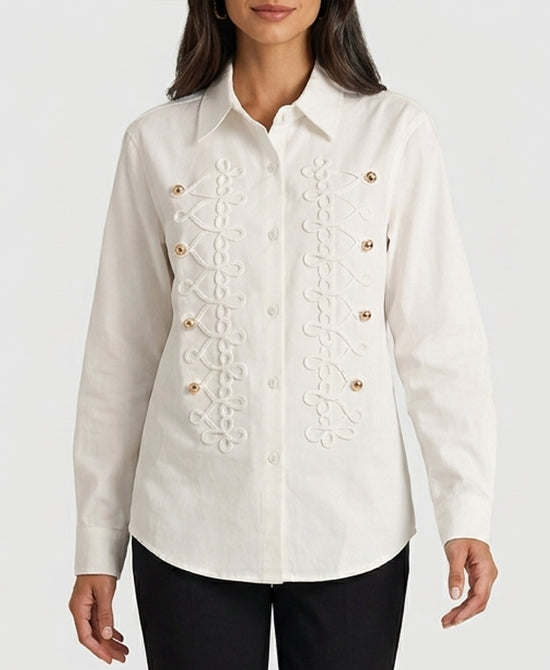 
Band Detail Blouse in WHITE view 1