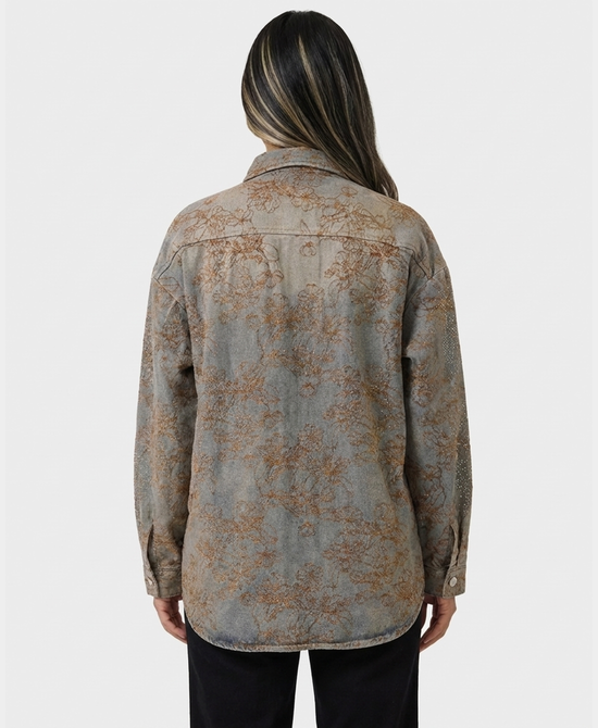 
Denim Shacket w/ Crystals in GREY/BROWN view 2