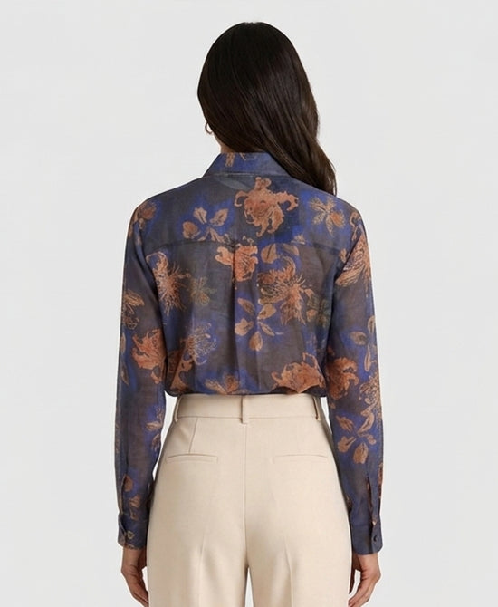 
Floral Blouse w/ Crystals in BLUE MULTI view 2