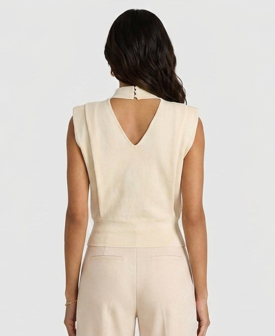 
Extended Shoulder Knit Top in IVORY view 2