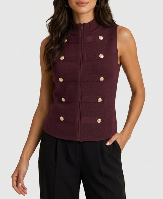 
Knit Band Vest in BURGUNDY view 1