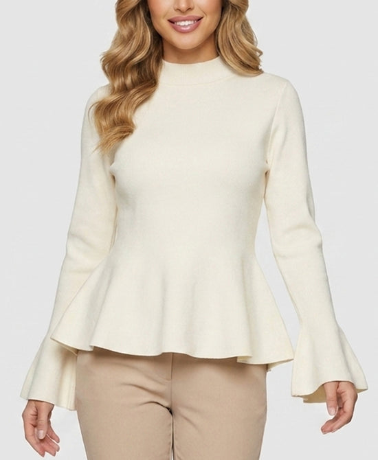 
Knit Peplum Top in CREAM view 1