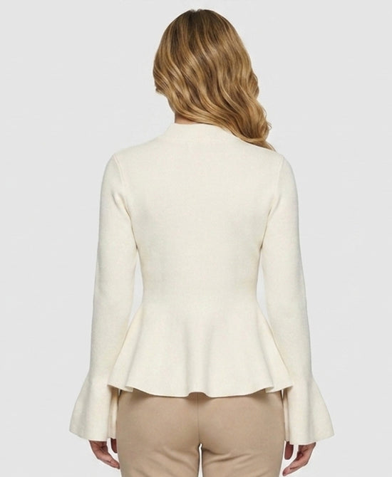 
Knit Peplum Top in CREAM view 2