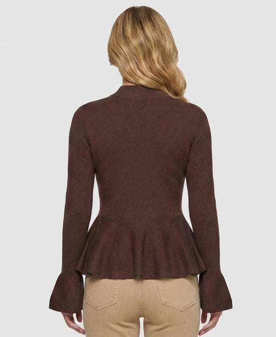 
Knit Peplum Top in BROWN view 2