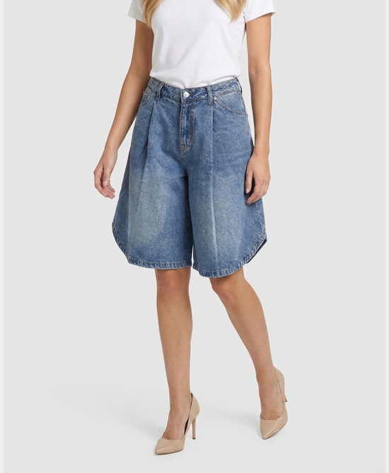 
Bermuda Shorts w/ Open Side Overlay in MEDIUM WASH view 1