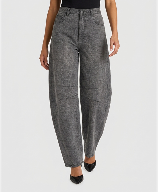 
Croc Print Barrel Jeans in WASHED BLACK view 1