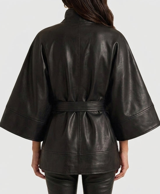 
Faux Leather Cape in BLACK view 2