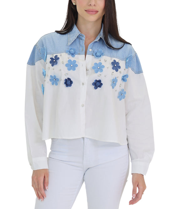 Denim Trim Blouse view 