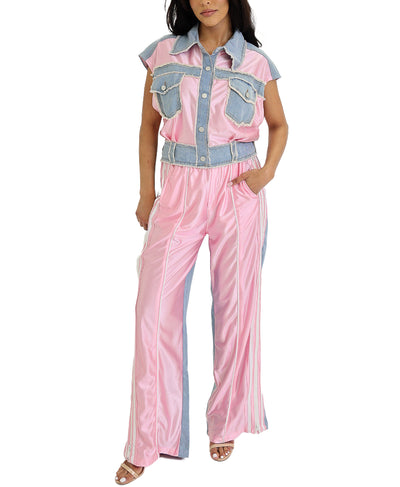 Satin Pant w/ Denim Trim image 2