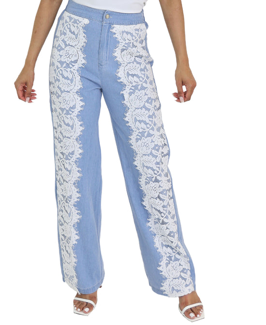 Denim Pants w/ Lace view 