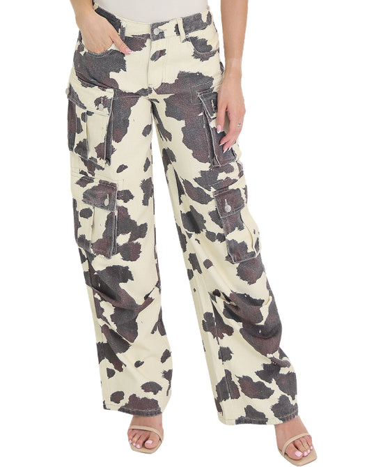 Cow Print Cargo Pants view 