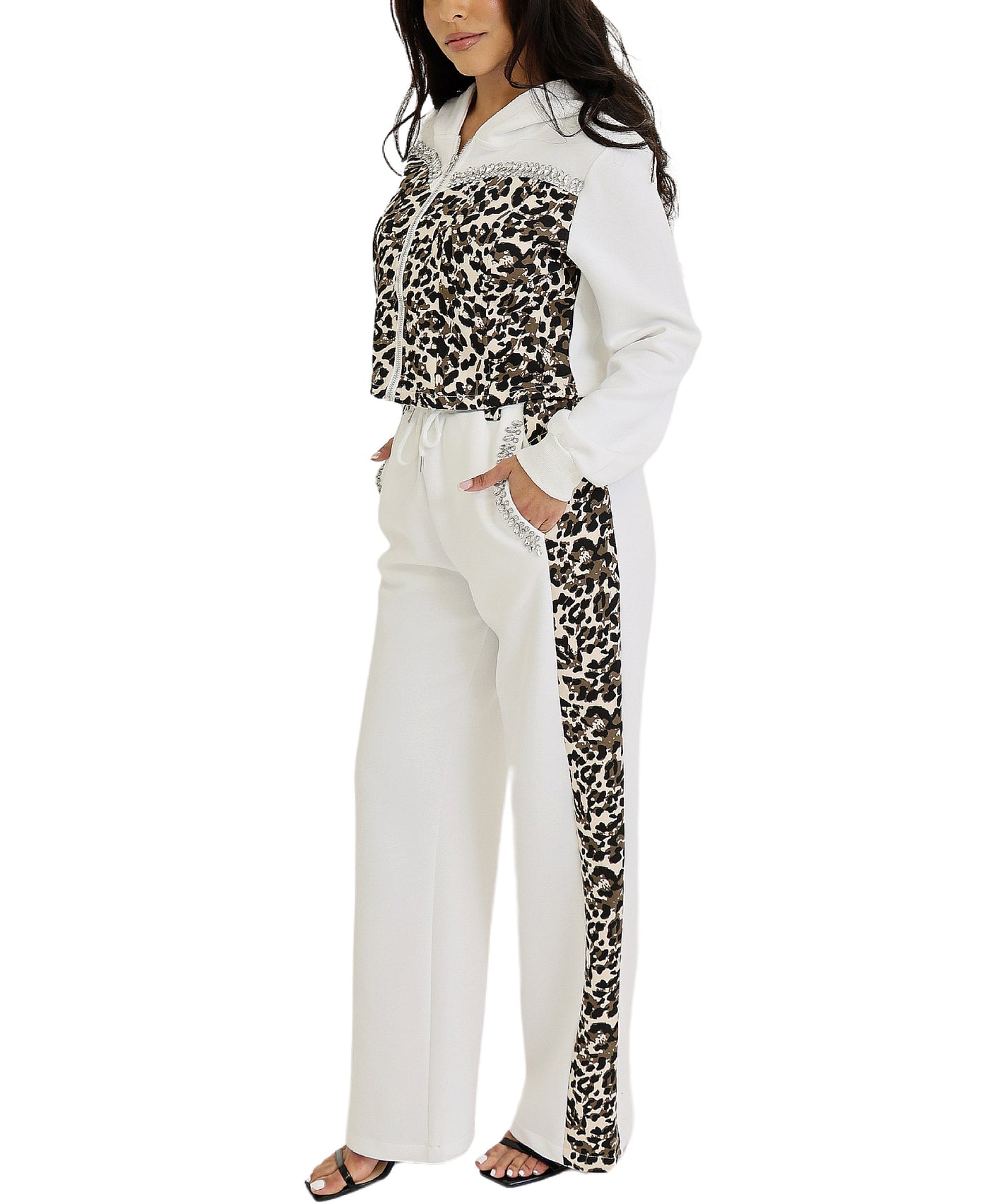 Leopard Sweatshirt w/ Pant Set- 2 Pc Set view 1