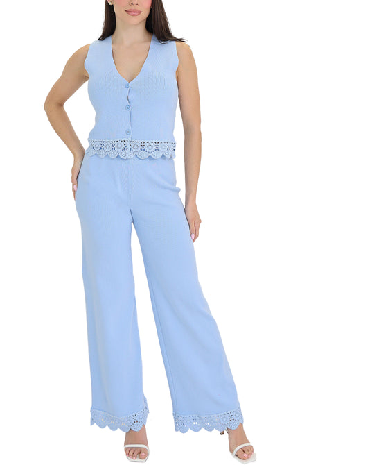 Knit Eyelet Trim Top & Pants Set- 2 Pc Set view 