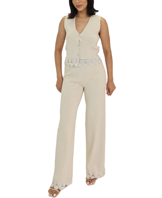 Knit Eyelet Trim Top & Pants Set- 2 Pc Set view 