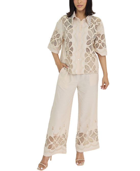 Eyelet Top & Pant Set- 2 Pc Set view 