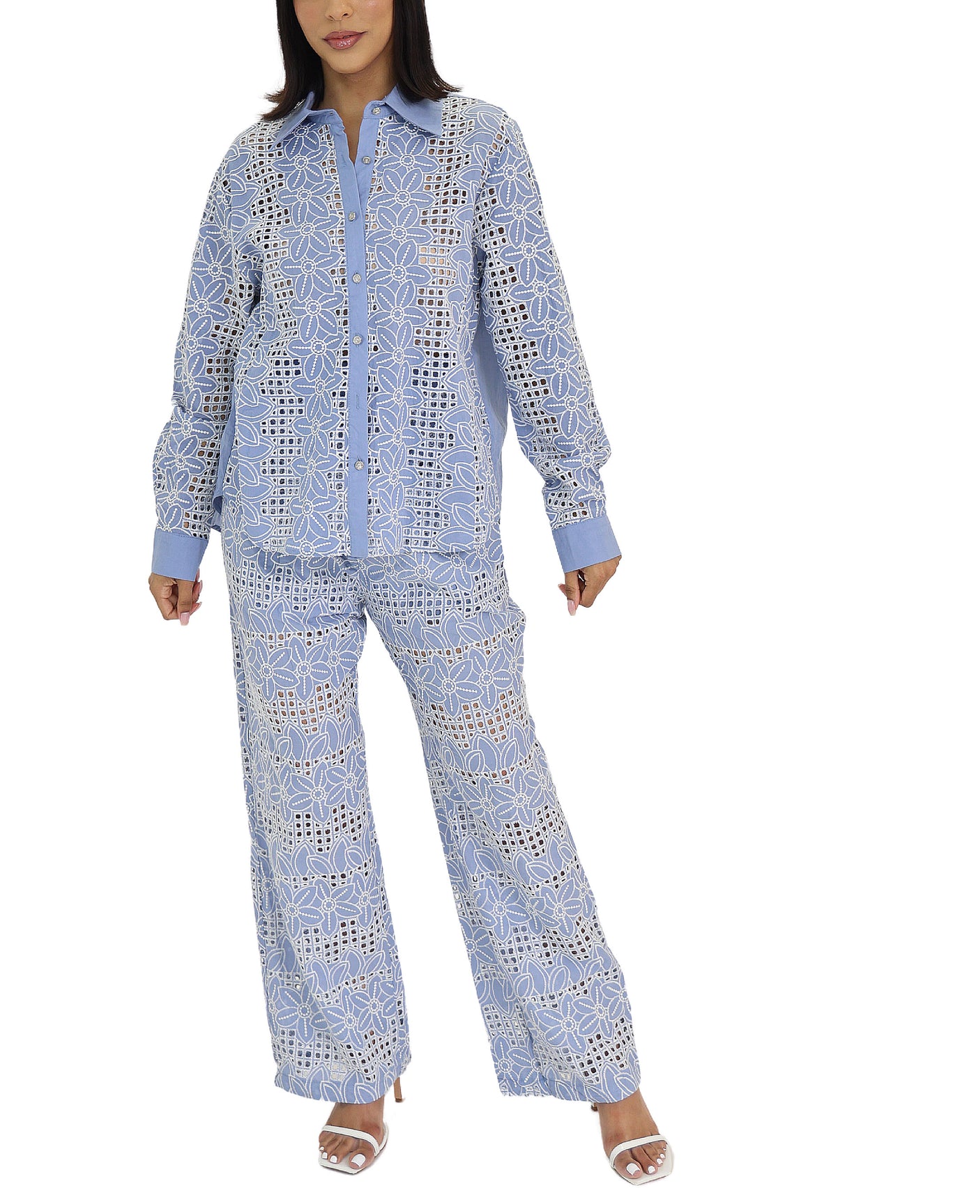 Eyelet Top & Pants Set- 2 Pc Set view 1
