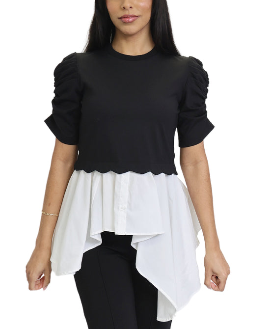 Ruched Sleeve Top view 1