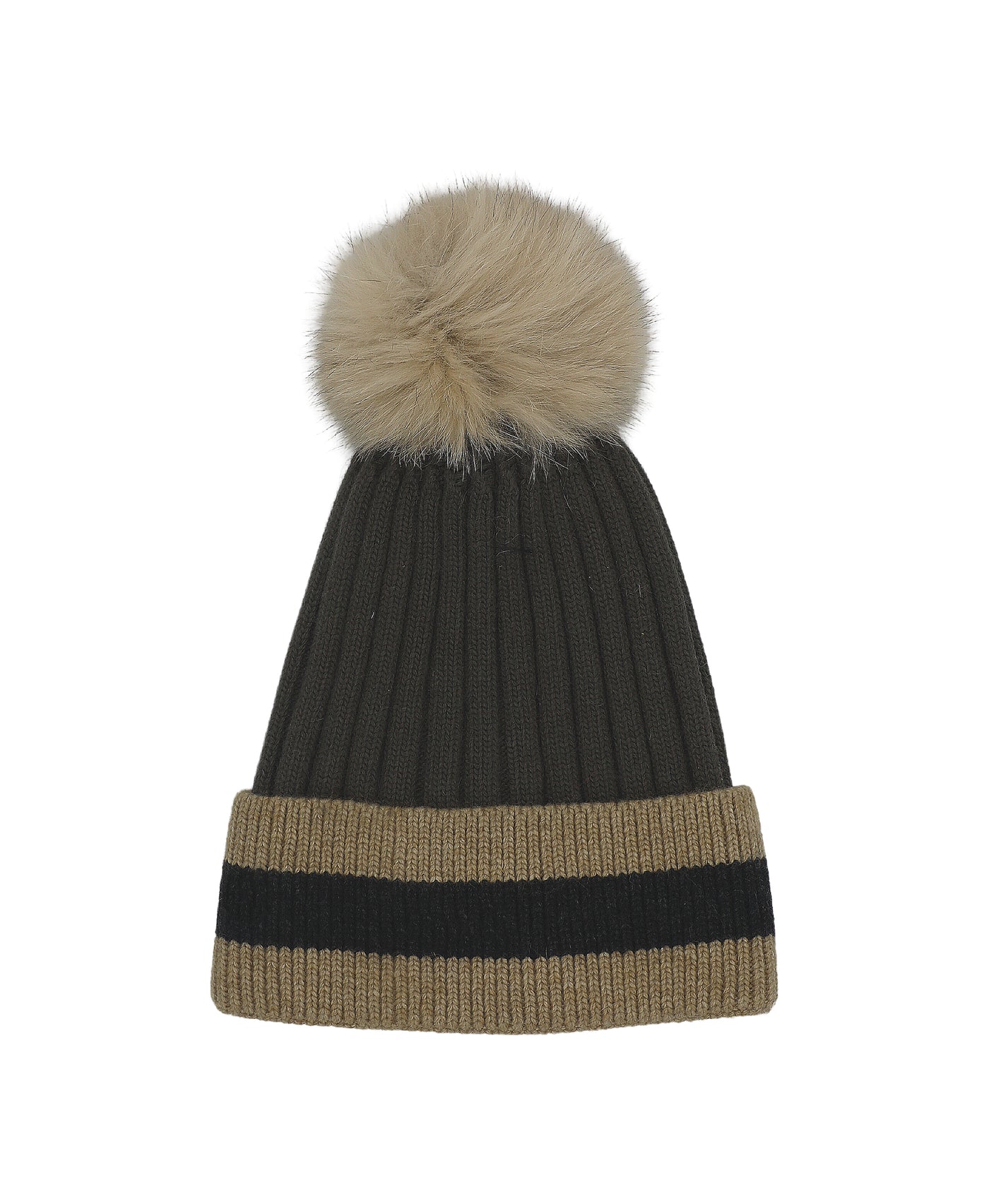 Knit Hat w/ Fur Pom image 1