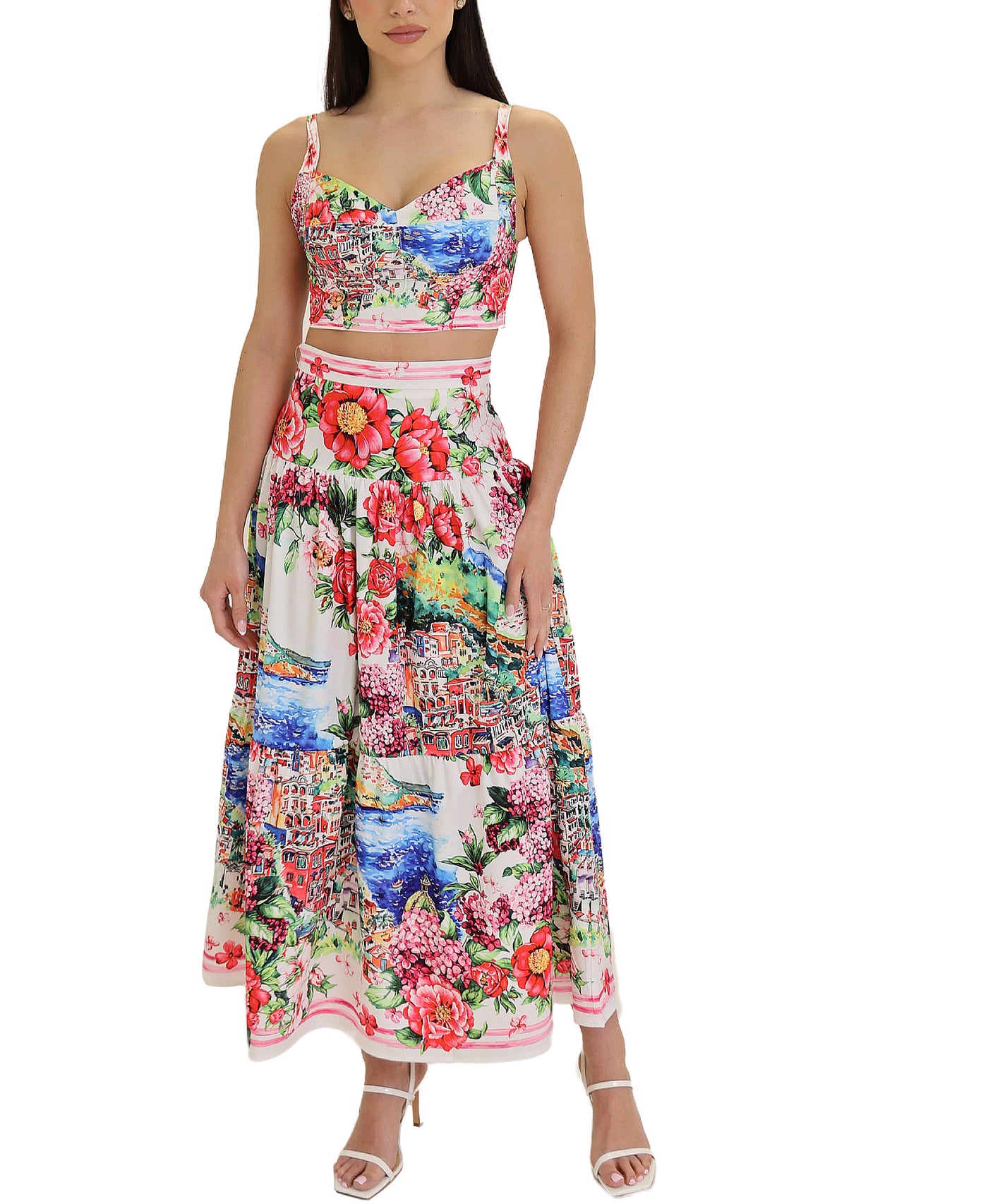 Printed Top & Maxi Skirt Set- 2 Pc Set view 1