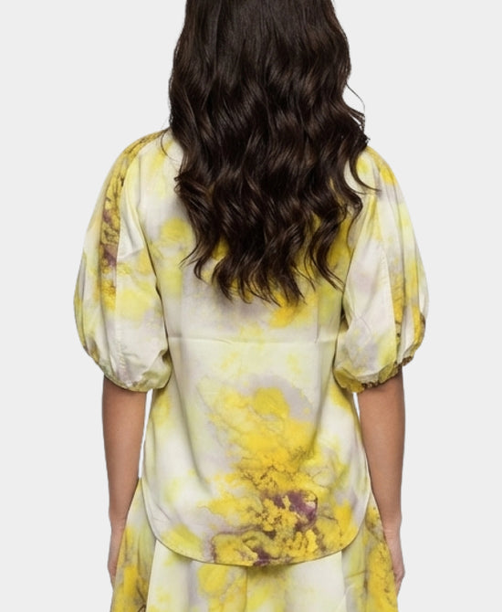 Printed Blouse w/ Puff Sleeves view 2