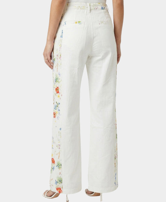 
Jeans w/ Floral Print Side Detail in WHITE MULTI view 2