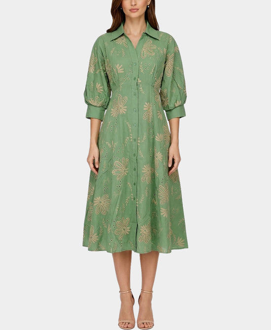 Floral Eyelet Midi Dress view 1