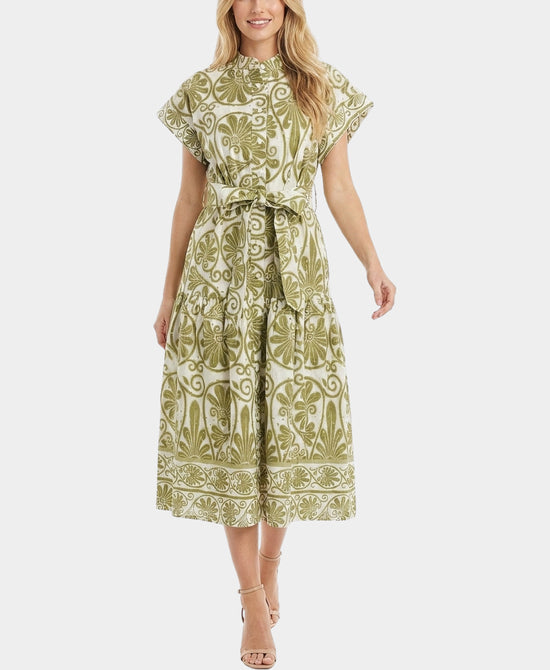 
Printed Midi Dress in OLIVE view 1