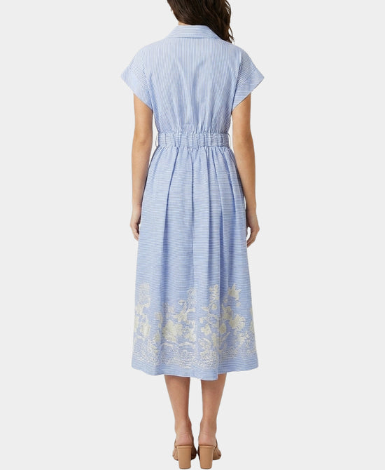 
Striped Midi Dress w/ Embroidered Detail in BLUE/WHITE view 2
