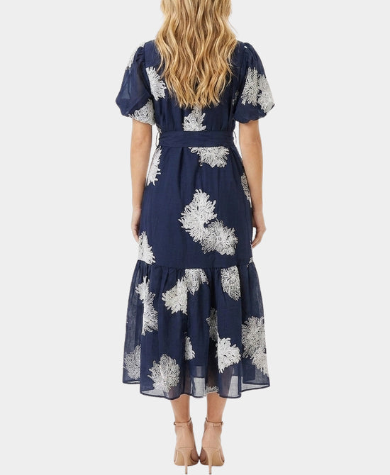 
Embroidered Midi Dress in NAVY/WHITE view 2