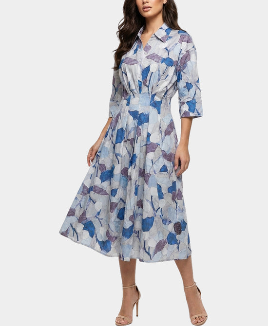 
Floral Print Midi Dress in BLUE MULTI view 1