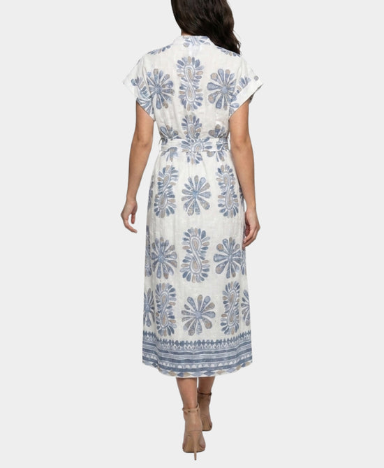 
Eyelet Midi Dress in WHITE/BLUE view 2