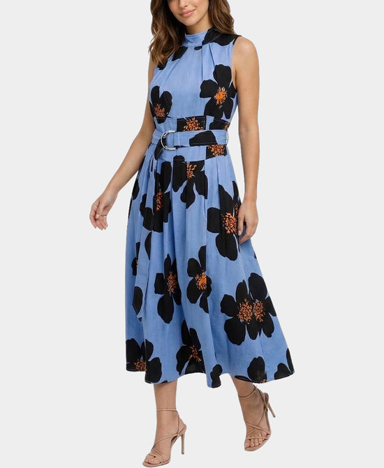 
Floral Print Midi Dress in BLUE MULTI view 1