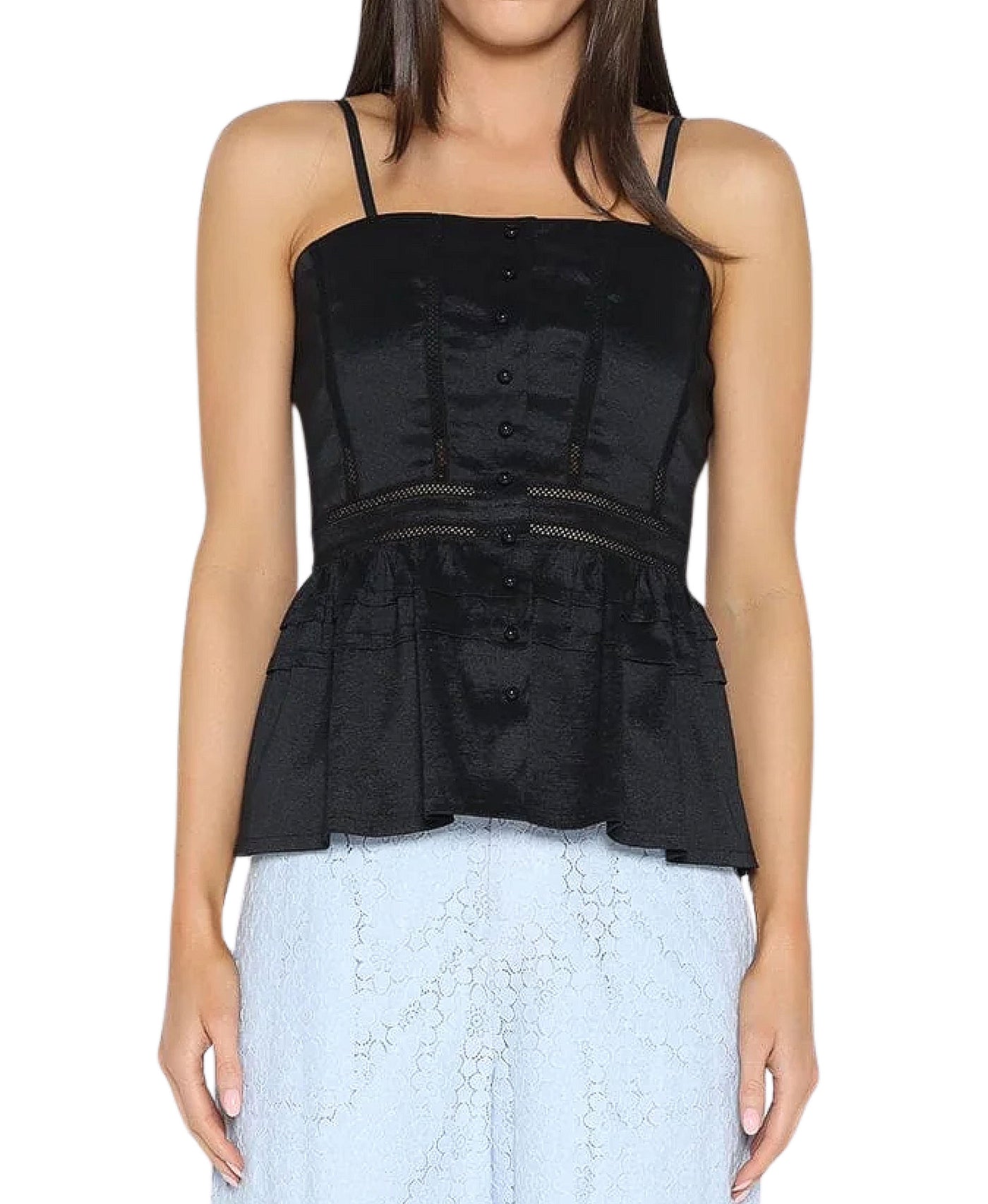 Solid Top w/ Crochet Trim view 1