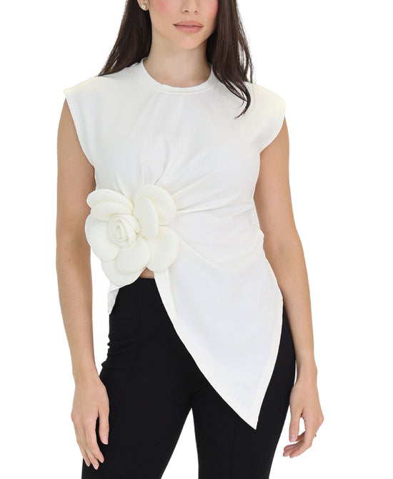 Asymmetrical Top w/ Flower view 