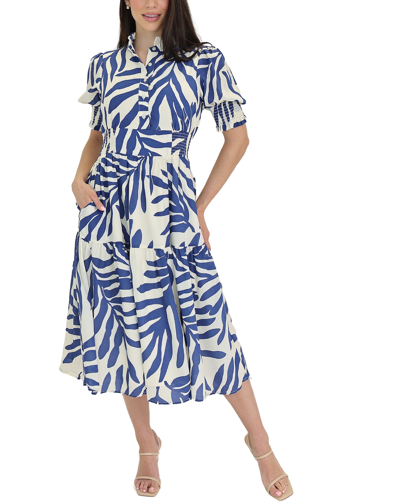 Leaf Print Midi Dress view 1