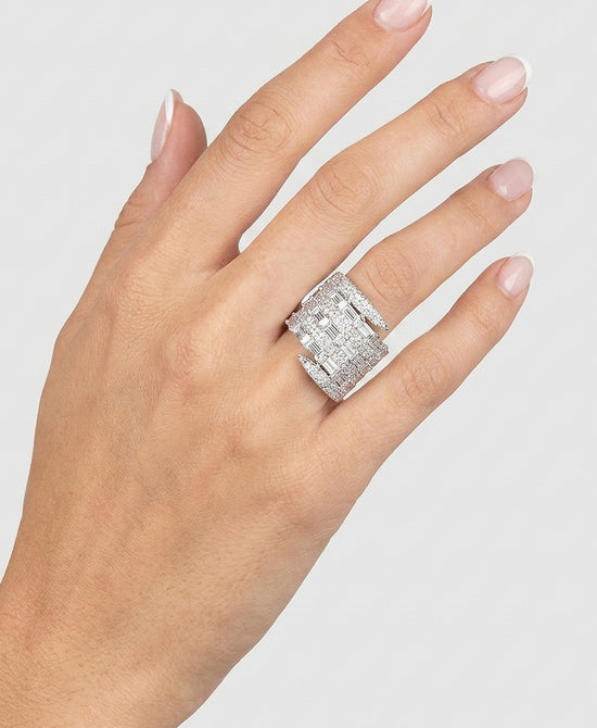 
Cubic Zirconia Wide Band Ring in SILVER view 1