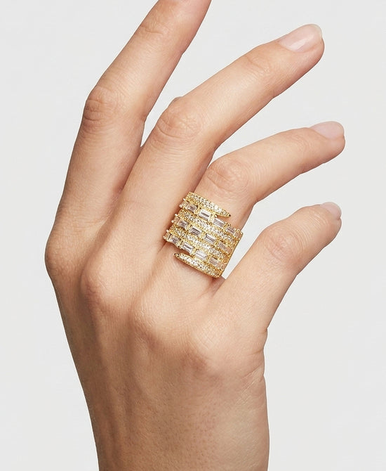 
Cubic Zirconia Wide Band Ring in GOLD view 1