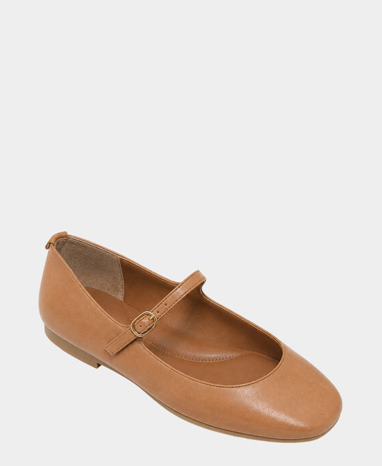 
Leather Buckle Ballet Flat in CAMEL view 1