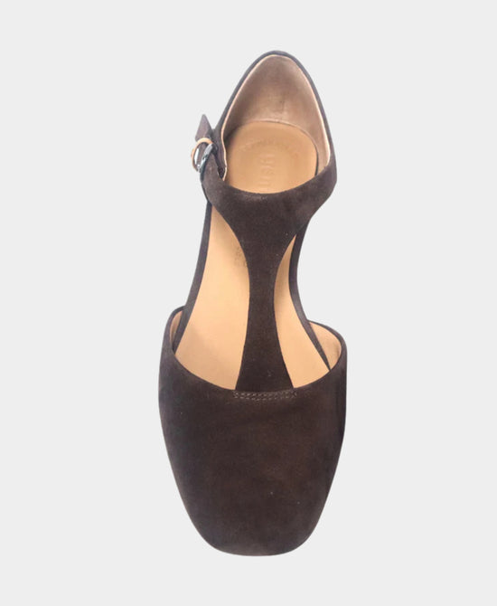 
Suede T-Strap Flat in CHOCOLATE view 2