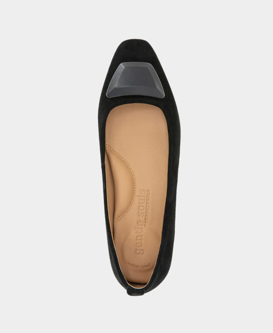 
Suede Buckle Ballet Flat in BLACK view 2