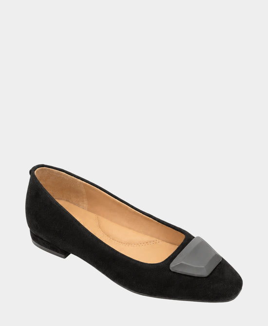 
Suede Buckle Ballet Flat in BLACK view 1