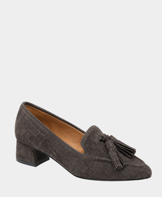 
Embossed Suede Tassel Pump in CHOCOLATE view 1